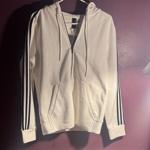adidas White Hoodie with Black Stripes